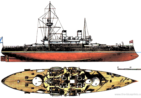 Боевой корабль Россия - Navarino 1894 [Battleship] - чертежи, габариты, рисунки